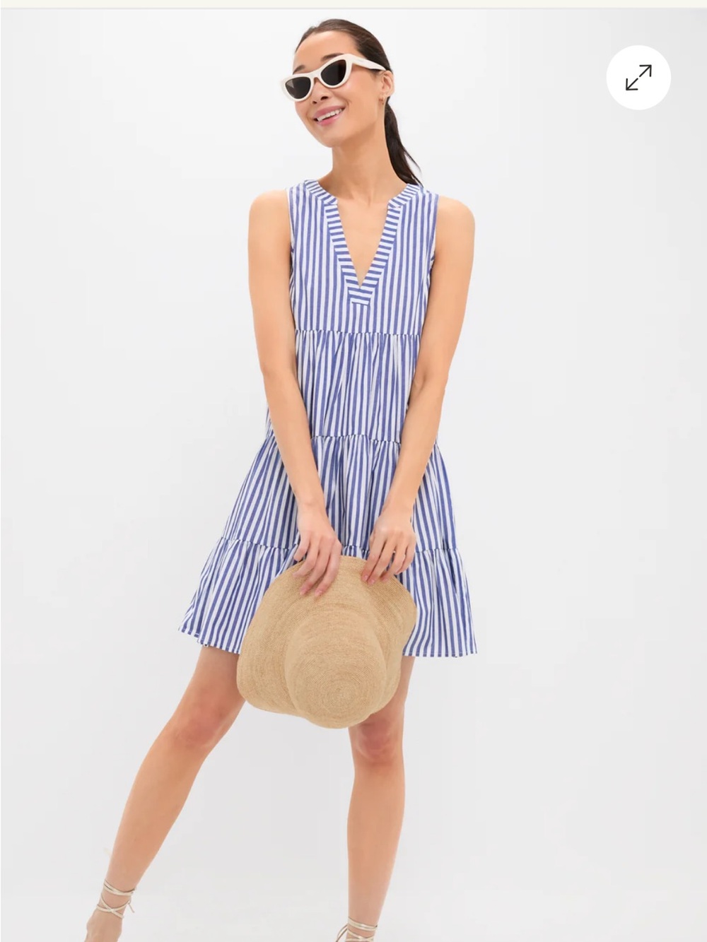 Pomander Place Blue and White Stripe Sleeveless Cotton Poplin Kenzo Dress